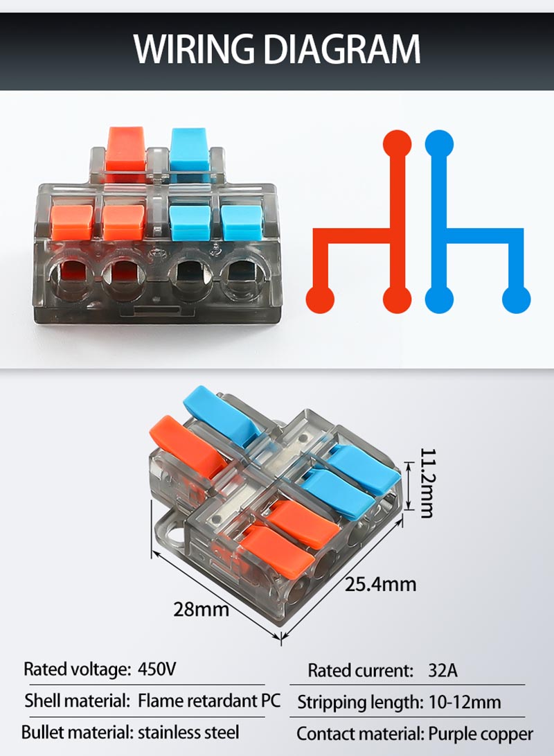 Fast Wire Cable Connectors 2 in 6 out PCT-5226D