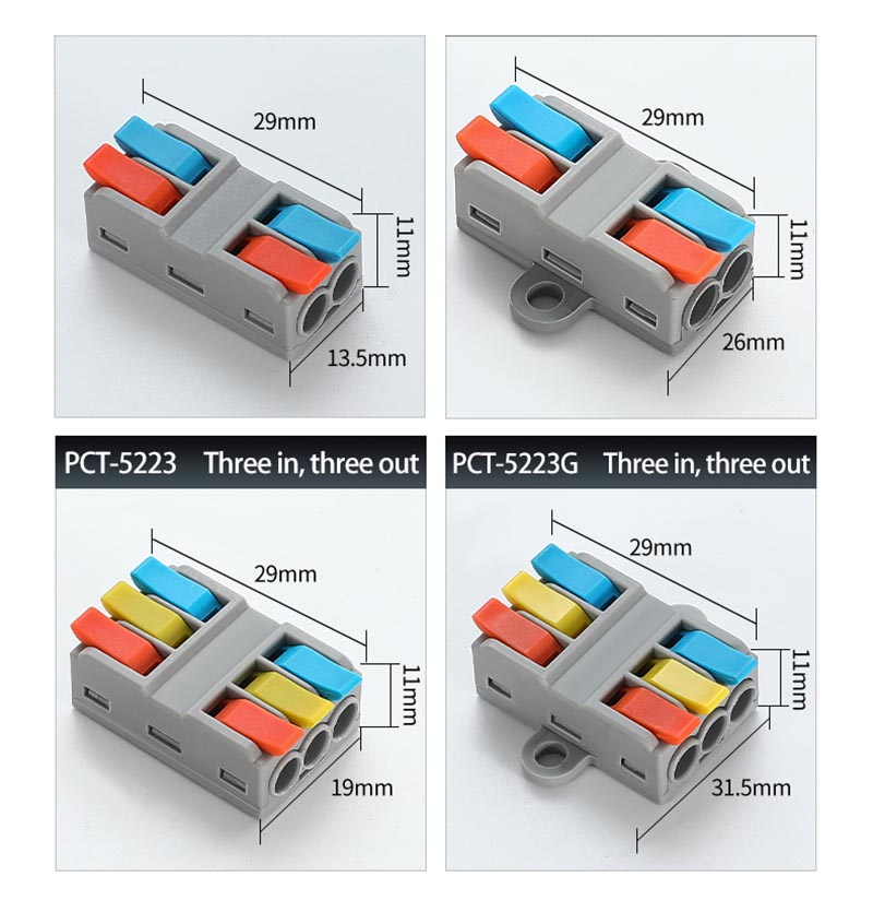Fast Wire Cable Connectors 3 in 3 out PCT-5233G