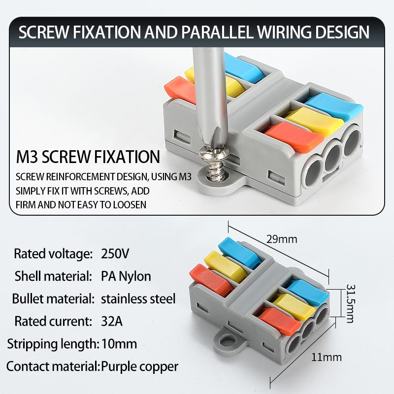Fast Wire Cable Connectors 3 in 3 out PCT-5233G