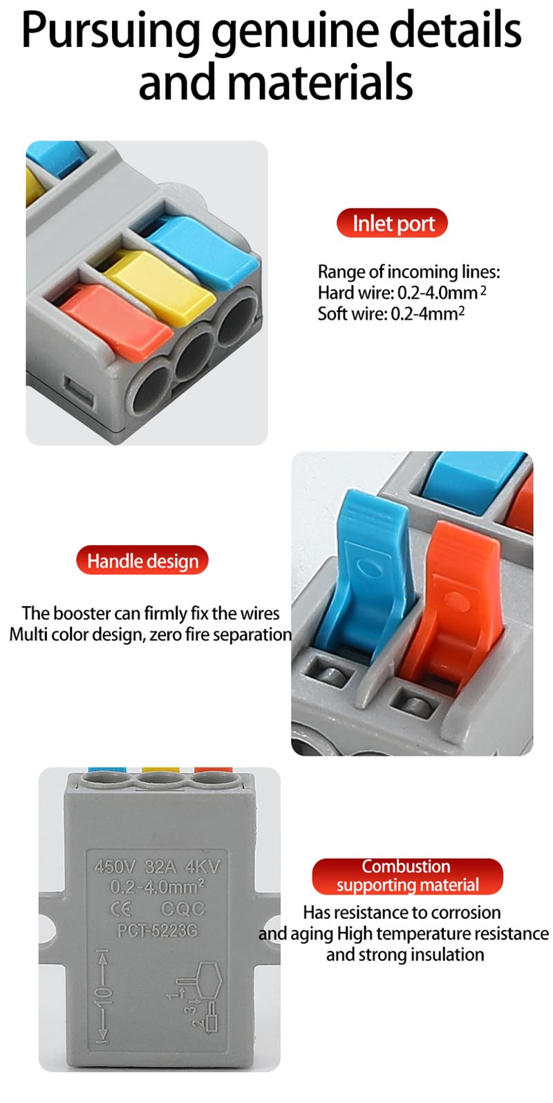 Fast Wire Cable Connectors 3 in 3 out PCT-5233G