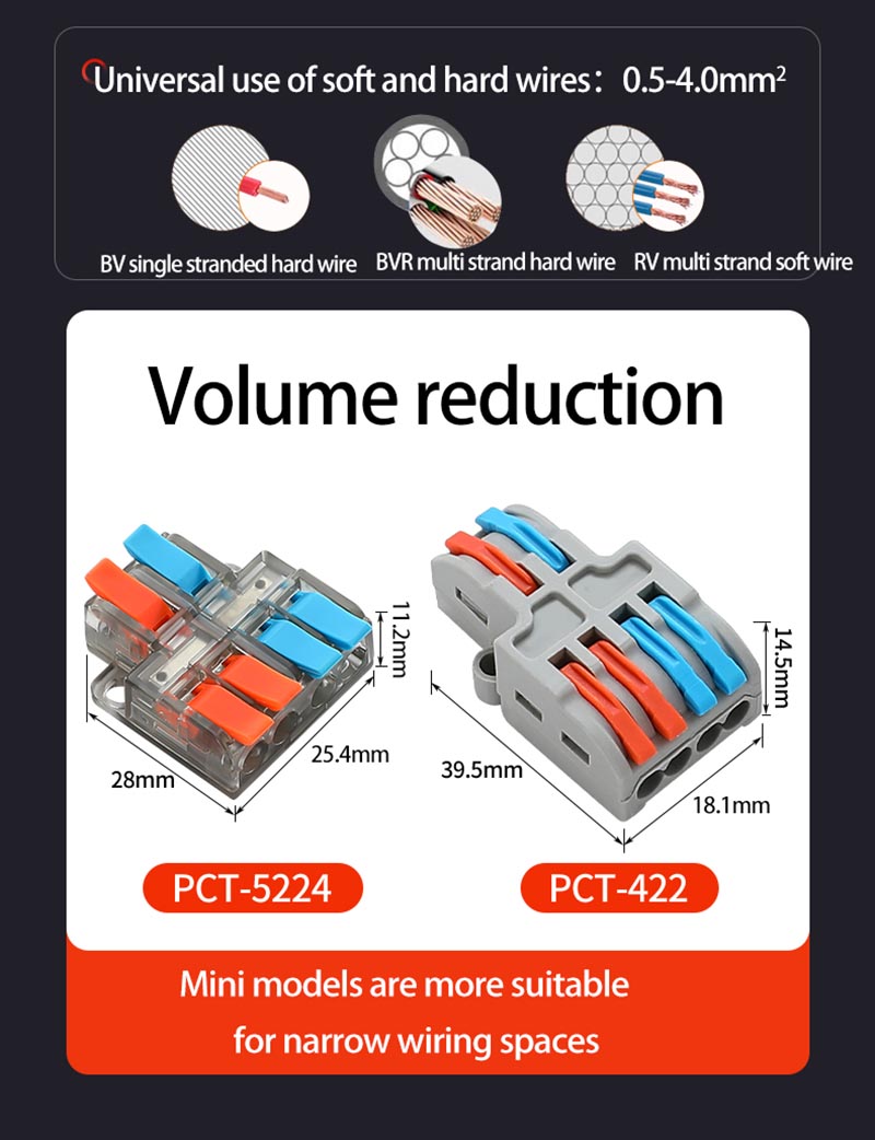 Fast Wire Cable Connectors 2 in 6 out PCT-5226D